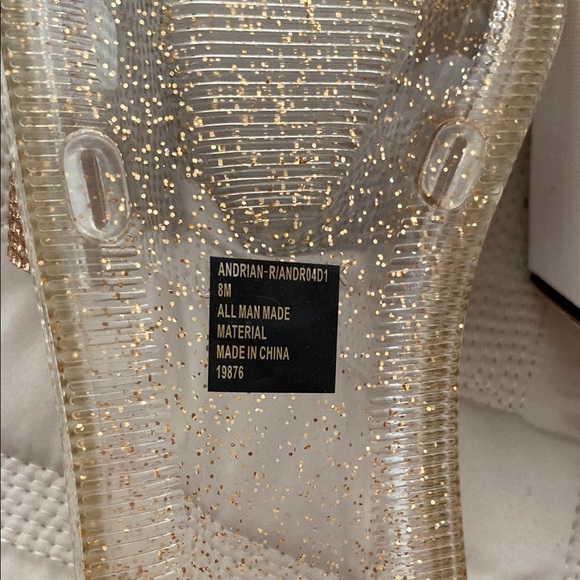 Gold Rhinestone Embellished Slide Sandals - Picture 2 of 6